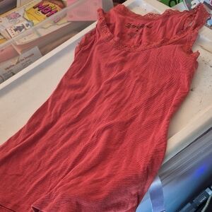 Lucky Brand Red Lace Trim Tank Top